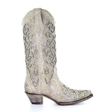 Corral Ladies Martina White Glitter Inlay Crystals Wedding Boots A3322