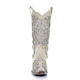 Corral Ladies Martina White Glitter Inlay Crystals Wedding Boots A3322