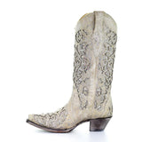 Corral Ladies Martina White Glitter Inlay Crystals Wedding Boots A3322