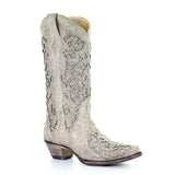 Corral Ladies Martina White Glitter Inlay Crystals Wedding Boots A3322