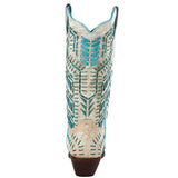 CORRAL WOMEN'S WHITE/TURQUOISE EMBROIDERED BOOT A4075