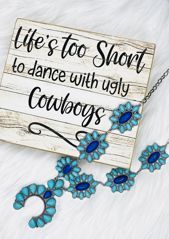 SHE'S GONE COUNTRY NECKLACE - BLUE/TURQUOISE