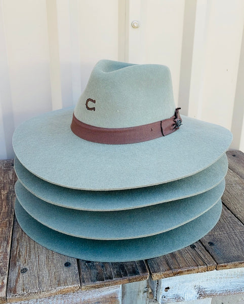 Olive green Felt Charlie Horse western Hat with Brown Band CHARLIE 1 HORSE HIGHWAY OLIVE FELT – The Chandelier Rose  main image 3