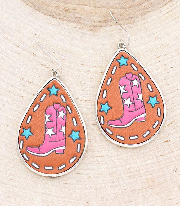 COWGIRL BOOT LEATHER EARRINGS