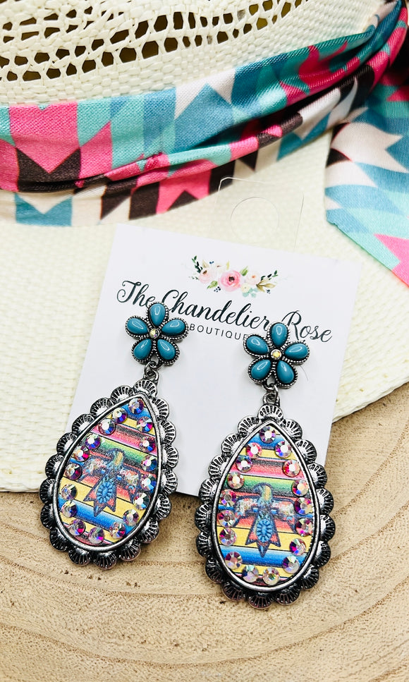 TEARDROP THUNDERBIRD WITH RHINESTONE EARRINGS