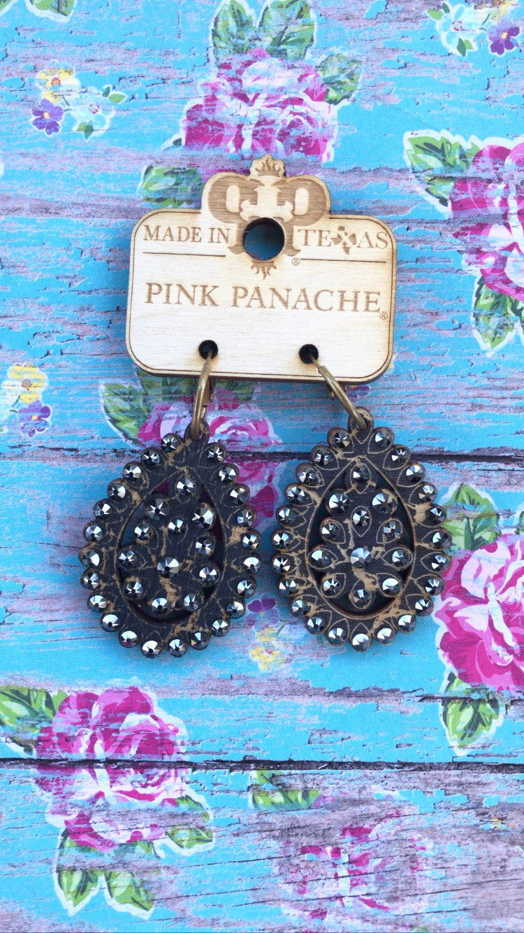 PINK PANACE BLACK SMALL SANTA FE TEARDROP EARRINGS - e4599BLBL