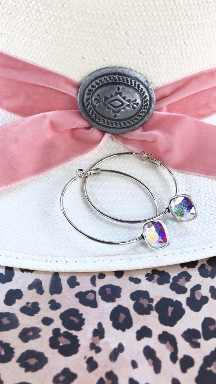 PINK PANACHE 12 MM SILVER HOOP EARRING - E482SAB
