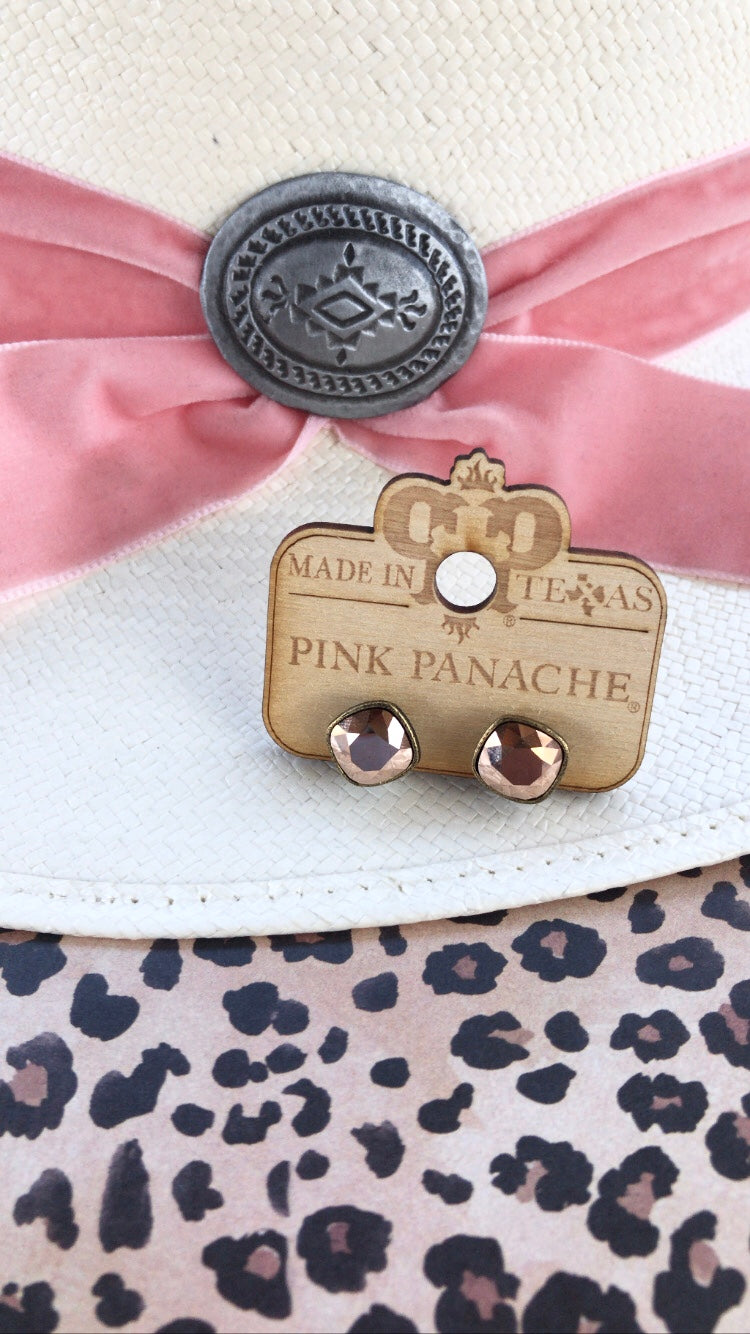 PINK PANACHE 10MM ROSE GOLD CUSHION STUD EARRINGS - E509BRG