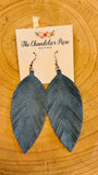 Genuine Leather Leaf Earrings - Light Grey