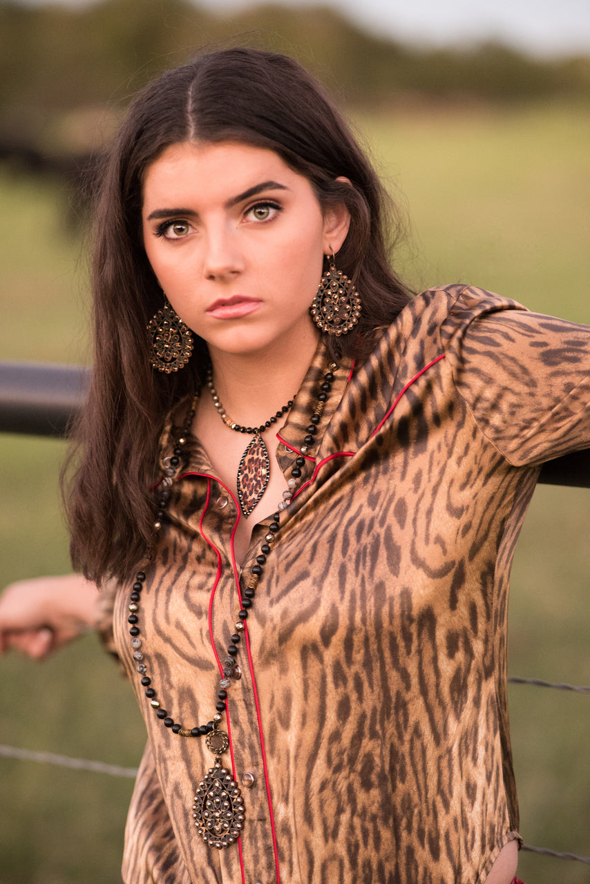 PINK PANACE BLACK SANTA FE TEARDROP EARRINGS - 453BLBL