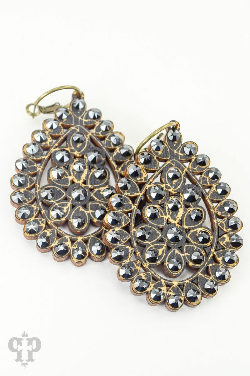 PINK PANACE BLACK SANTA FE TEARDROP EARRINGS - 453BLBL
