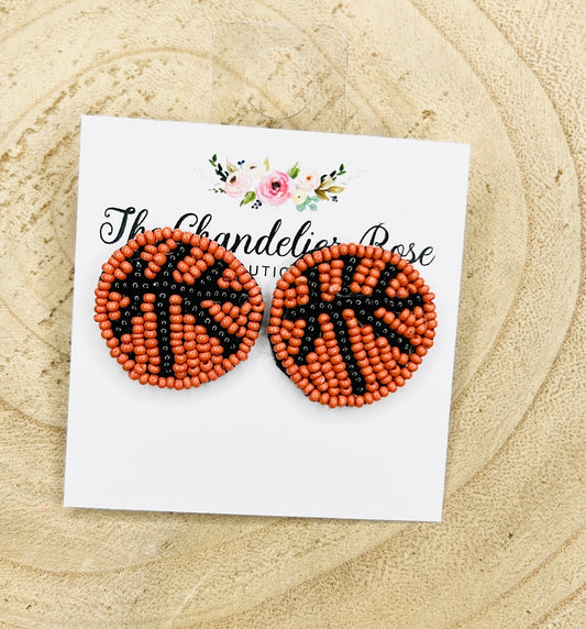 BASKETBALL BEADED STUD EARRINGS