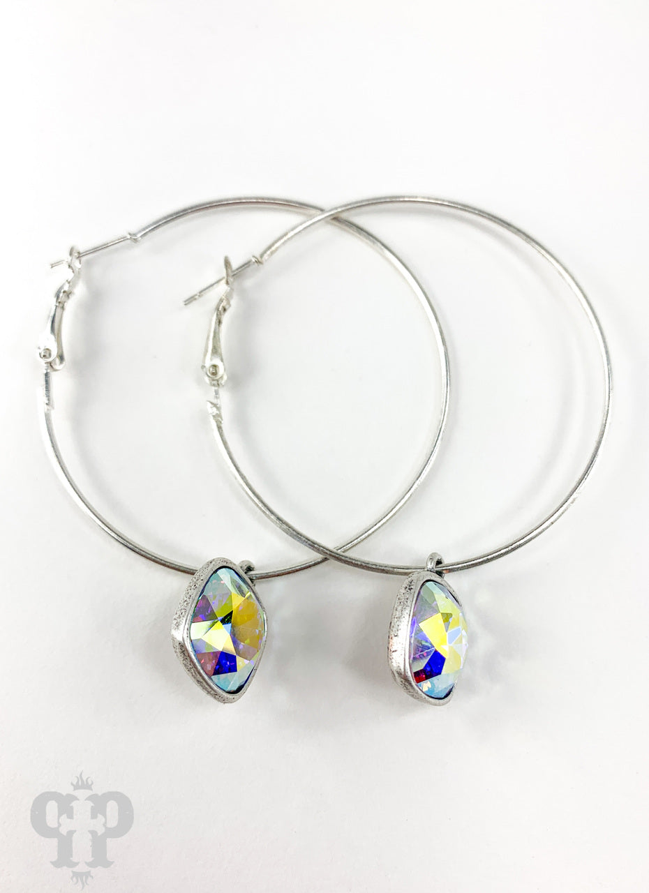 PINK PANACHE 12 MM SILVER HOOP EARRING - E482SAB