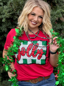 JOLLY PLAID TEE - RED