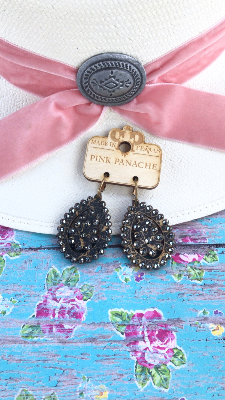 PINK PANACE BLACK SMALL SANTA FE TEARDROP EARRINGS - e4599BLBL