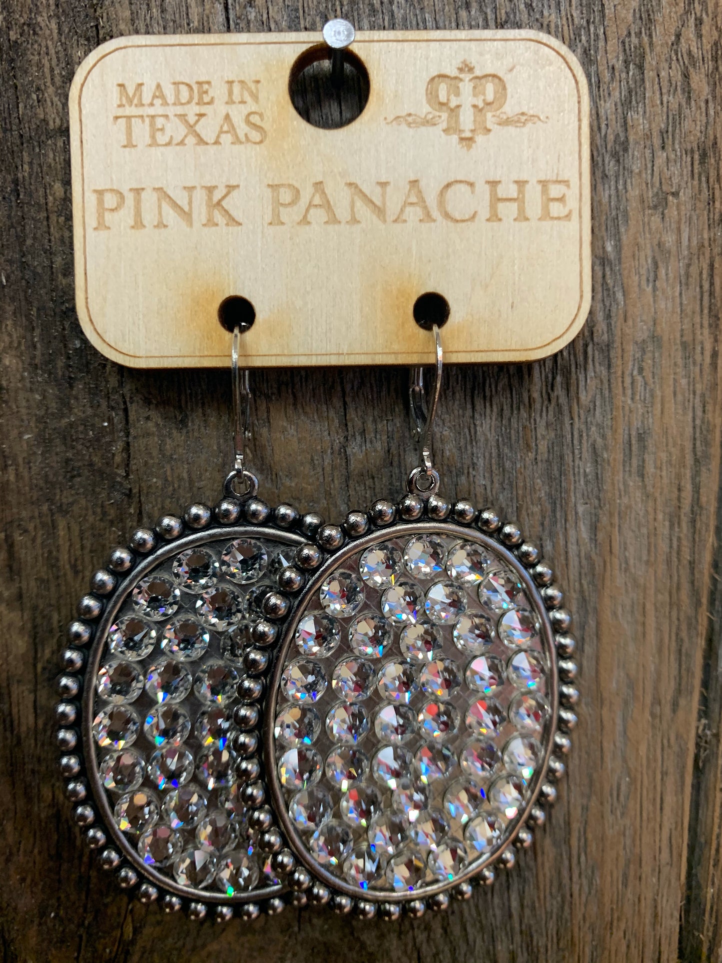PINK PANACHE SILVER MEDIUM OVAL EARRINGS - SCL