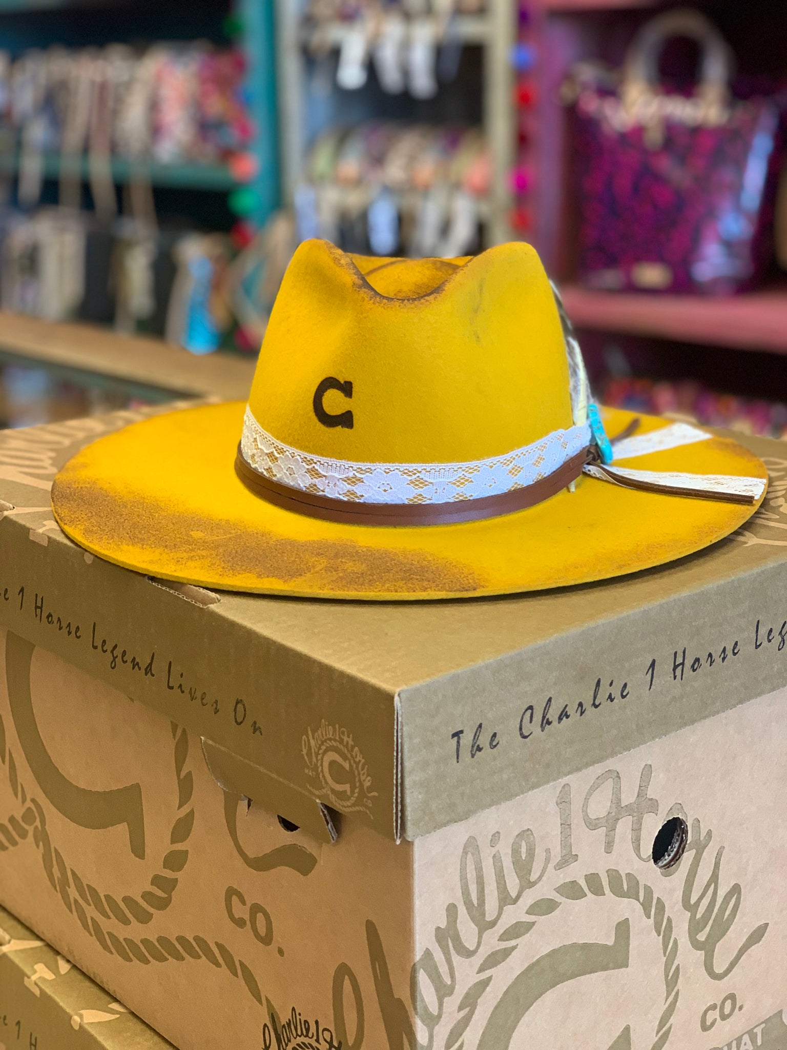 CHARLIE 1 HORSE GOLD DIGGER YELLOW FELT – The Chandelier Rose Boutique