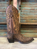 CORRAL WOMEN'S SAND LEOPARD PRINT AND EMBROIDERY STUD BOOT C3777
