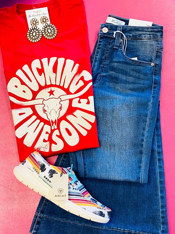 BUCKING AWESOME TEE - RED