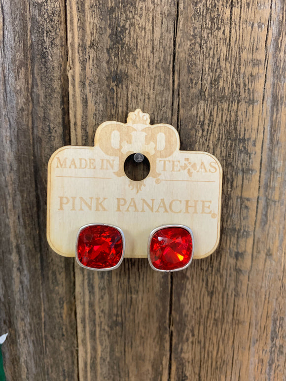 PINK PANACHE 12MM RED SILVER POST STUDS - 48SR