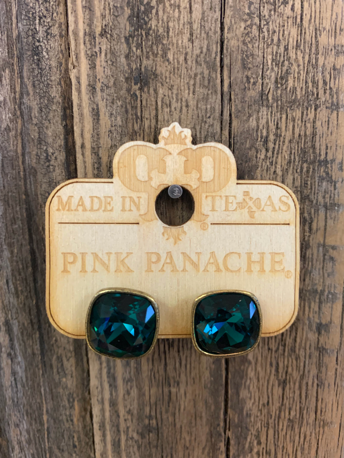 PINK PANACHE 12MM GREEN BRONZE POST STUDS - E448BE