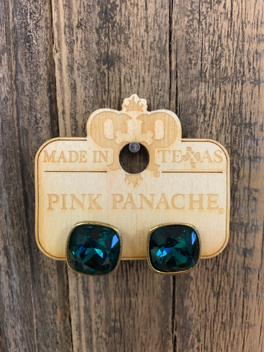 PINK PANACHE 12MM GREEN BRONZE POST STUDS - E448BE