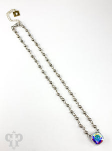 PINK PANACHE 12MM CUSHION CUT AB CRYSTAL 16" Necklace - 8SAB