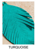 Genuine Leather Leaf Earrings - Turquoise