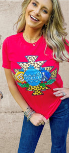 AZTEC AND ORNAMENTS TEE - HEATHER RED