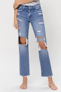 MID RISE CROP STRAIGHT JEANS