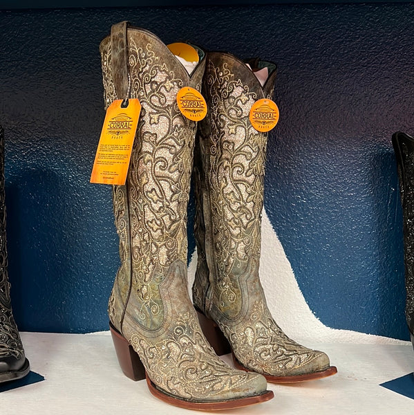 Glitter leather western boot corral hotsell