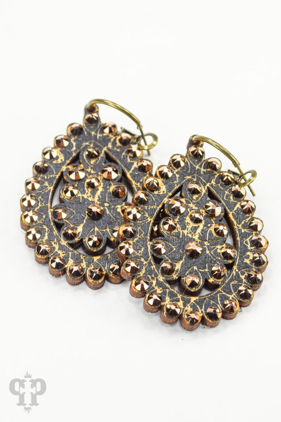 PINK PANACE BLACK/ROSE GOLD SMALL SANTA FE TEARDROP EARRINGS - 9BLRG