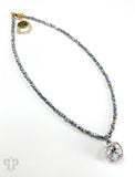 PINK PANCHE 10MM CLEAR SILVER BEADED CHOKER - 96SCL