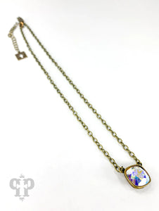 PINK PANACHE BRONZE CHAIN 16" 12MM CUSION CUT AB CRYSTAL - 341BAB
