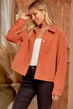CORDUROY JACKET WITH RHINESTONE BACK - RUST