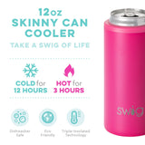 Swig Life Hot Pink Skinny Can Cooler (12oz)